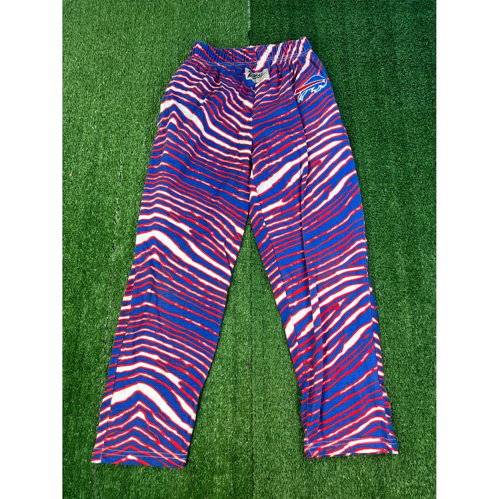 Zubaz Buffalo Bills Kids Zebra Print Lounge Pants Blue Red Youth Size 12-14 L